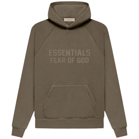 fear of god essentials wood hoodie|More.